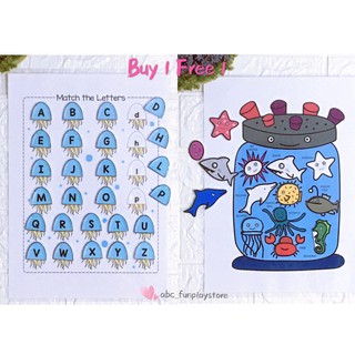 ABC Alphabet Matching & Sea Animal DIY Busy Book Quiet Book Kids | Montessori Interactive Toy Book [Buy1Free1]