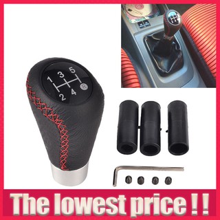 5 Speed Aluminum Manual Car Leather Gear Shift Knob Shifter Lever Black&Red