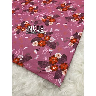 CLEARANCE Floral Print Korean Moss Crepe 60" x 3.5 Meters, 4 Meters Ironless Fabric Kain Tak Payah Gosok Pink Yellow HTC
