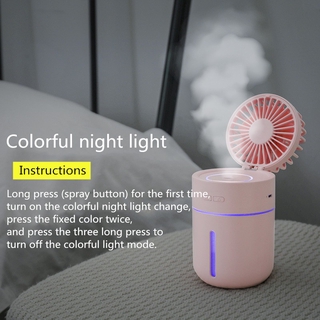 400ML T9 Humidifier with Fan Rechargeable 2in1 Car Humidifer Air Aroma Humidifier Ultrasoni Diffuser Purifier Atomizer (1)
