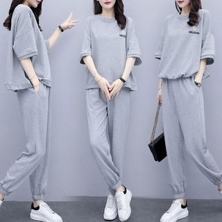 Women's New Fashion Loose Bat Sleeve Casual Sports Suit Jacket and Trousers Two-piece Suit