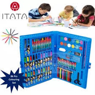 86 pcs Kids Drawing Art Set Painting Pen Colour Pencils with Case