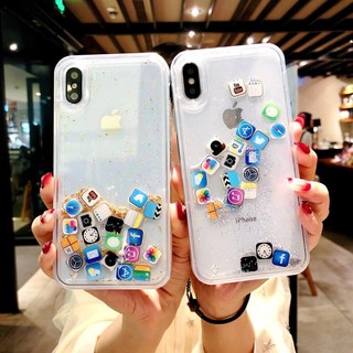 Creative Icon Cute Glitter Quicksand Bling Cases for iPhone 6 6S 7 8 Plus X 11 12 13 Pro Max Mini