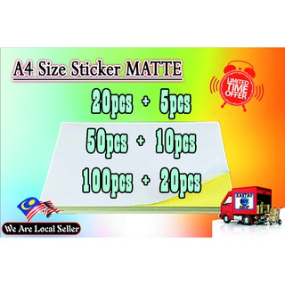 DIY 100pcs A4 Sticker Paper (Normal/ Matte) for Inkjet or Laser