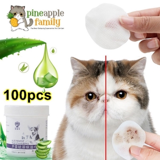 100pcs Pet Eye Wet Wipes Cat Dog Tear Stain Remover Cleaning Paper Towels