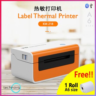 【A6 Phone Printing】A6 Waybill - KM-218 A6 Label Thermal Printer QR Barcode Printer Air Waybill [Free 1 roll A6 label]