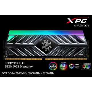 ADATA XPG Spectrix D41 RGB 8GB DDR4 RAM ( GREY HEATSINK ) 2666MHz / 3000MHz / 3200MHz