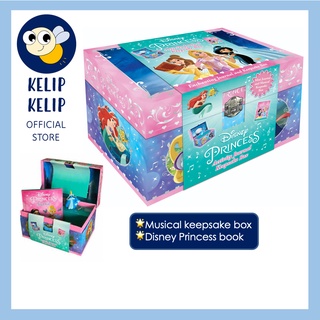 Disney Princess Musical Jewellery Box & Book Gift Set For Kids to Play Keep Treasures