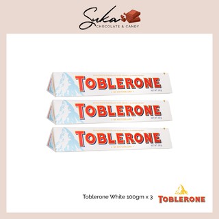 BUNDLE (100gm x 3) Toblerone Swiss White Chocolate with Honey & Almond Nougat Exp.10/02/2022