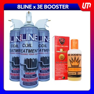 8Line Coil Treatment X 3E BOOSTER Aircond Coil Cleaner 500ML and Multipurpose Oil 100ML