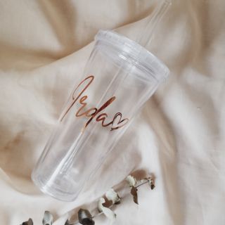 Personalized Boba Tea Tumbler with Straw