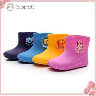UNIONMALL Fashion Classic Children PVC Rain Shoes Kids Cute Cartoon Anti-skid Waterproof Rainboots