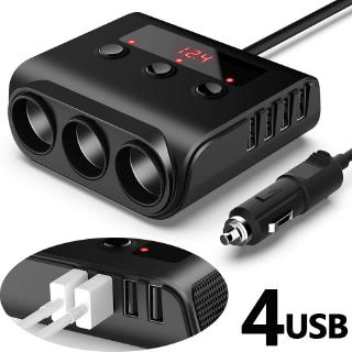 Car Charger, 12V/24V 100W 4 USB Ports 3 Socket Lighter Splitter USB Car Charger Adapter With Voltage Monitor, On Off Switch, For IPhone, IPad, GPS, Dash Cam, Sat Nav, Etc