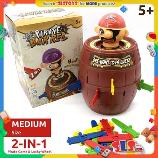 SLSTOYS Pirate Barrel Game Lucky Wheel 2-IN-1 Trending Board Game Toys [Medium Size]