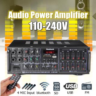 2000W 110-240V bluetooth Power Amplifier System Sound Audio Stereo Receiver Support 4 Way Microphone Input Home Theater