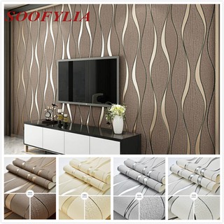 SOOFYLIA Modern Simple Suede Wallpaper 5D Three-dimensional Water Ripple Wall Paper High-grade Curved TV Background Papers