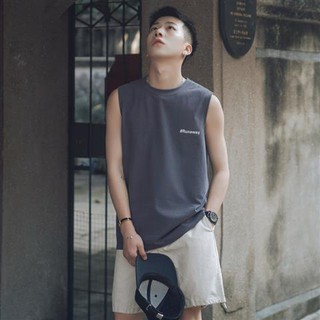 Summer loose waistcoat vest male Hong Kong style oversize sleeveless t-shirt thin section Korean sports boys upper cloth