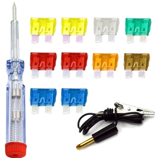 10x Car Truck Insurance Blade Fuses with Car Circuit Voltage Tester Pen Set