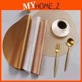 MYHZ_Premium Round Table Mat PVC Placemat Nordic Anti-scalding Placemat 38cm