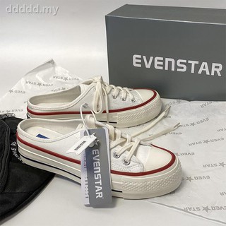 STAR Converse thick-soled heightened half-slippers women s 2020 summer one-foot small whiteboard shoes without heel canvas