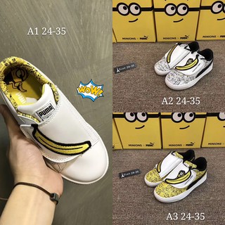 2022 new style pumaxMinions kids shoes size 24 - 35 Ready Stock real leather