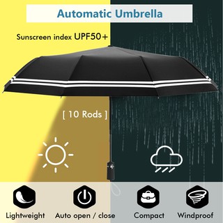 Automatic Umbrella UV50+ Sunscreen 10Rod Windproof Auto Quick Operation Sturdy