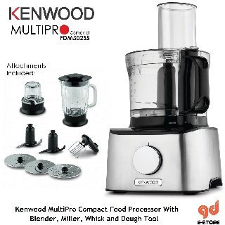 Kenwood FDM302SS Multipro Compact Food Processor With Blender, Whisk, Miller and Dough Tool (Silver)