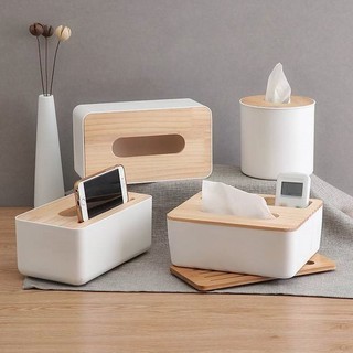 Multi-functional Japanese Style Bamboo Wood Tissue Box Custom Car Living Room