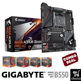 GIGABYTE B550 AORUS PRO AC AMD Socket AM4, support for: 3rd Generation AMD MOTHERBOARD + AMD RYZEN CPU COMBO PROMO