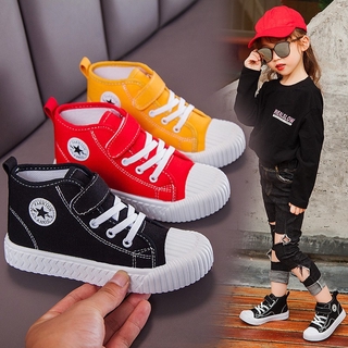 [Ready Stock] Kids Casual Canvas shoes Boy Girl High shoes bottom Comfortable fashion sneaker Soft sports shoes baby running shoes kasut kanvas