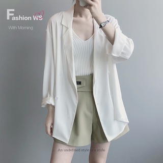 Korean Style Loose Drape Temperament Small Suit Chiffon Sunscreen White Suit Jacket