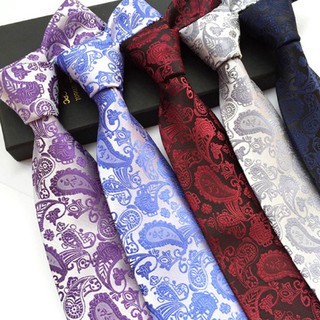 Men Silk Tie Plaid Cashew Print Neck Ties Necktie Wedding Tie