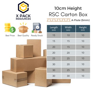 Carton Box Packaging Box RSC Box Storage Box Shipping Box Kotak New 纸箱 (A Flute) - 10 cm Height