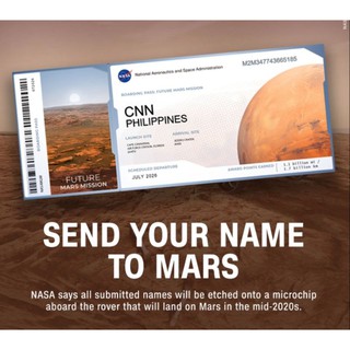 NASA MARS 2026 Boarding Pass Ticket (Send Your Name to MARS)