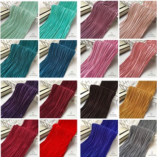 Kain Pasang Salena Shiny Stretch Silk Pleated Muslim Fashion Material 0.5m Bidang 60