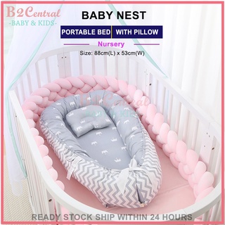 Baby Nest Bed with Pillow Portable Crib Travel Bed Infant Toddler Cotton Cradle for Newborn Baby Bed Bassin