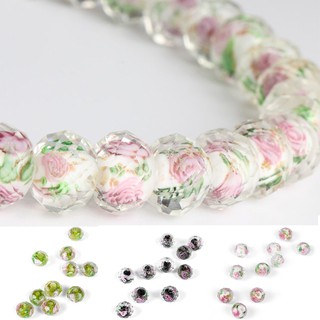 Faceted Flower Glass Beads Art Crafts Charms Findings For DIY Jewelry Making