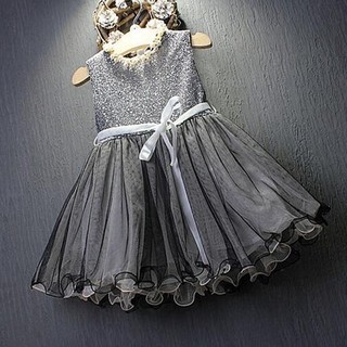 Sequins Baby Girls Dress Party Gown Bridesmaid Tulle Tutu Bow Dresses 1-7Y