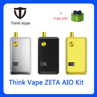 Free gift Think Vape ZETA AIO 60W Pod Kit with 3ml pod cartridge Vape Mod Kit RBA Mesh Coil Gold Drip Tip Battery Kit