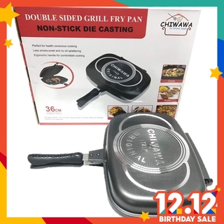 【ORIGINAL】 CHIWAWA ITALY Non Stick Double Sided Grill Pan 36cm