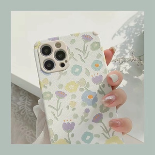 🌈Ready Stock💝 Xiaomi Redmi 10 9A 9C Note 10 10s 9 9s 8 Pro Mi 11 Lite 10T Pro Poco X3 GT NFC F3 M3 Pro Faux Leather Simple Flowers Tpu Phone Case Protective Cover