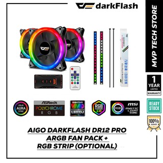 AIGO DARKFLASH DR12 PRO DOUBLE RING 3IN1 ARGB CASE FAN + RGB STRIP (ADDS ON)