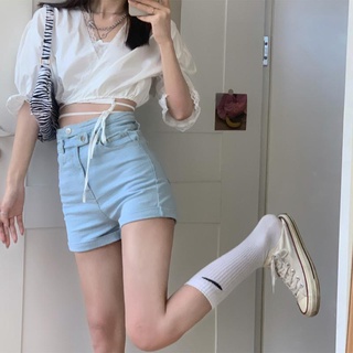 Korean Denim Double colors Summer Short Jeans HighWaist Plus Size Cheap