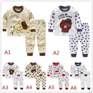 Se7en Baby Boys Girls Pajamas Sets Cotton Cartoon Print Clothes Toddler Kids Set