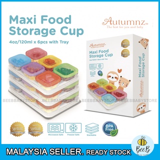 Autumnz Maxi Breastmilk & Baby Food Storage Cup New Design (4oz x 6pcs)