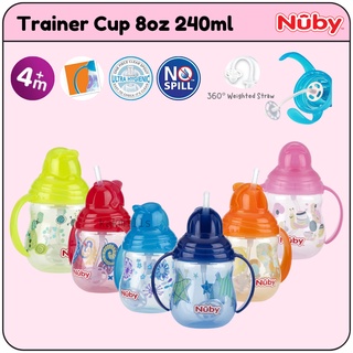 NUBY Active Sipeez Flip N Slip Straw Cup 360° 2 Handle Click-It Trainer Cup with Weighted Straw, 270ml for 12month+