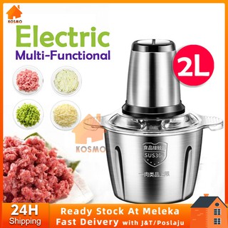 Stainless Steel Pengisar Daging Food Chopper Multifuctional Electric Meat Grinder Home Kitchen Food Processor 2L