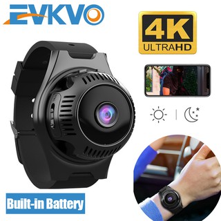 EVKVO - Built-in Battery - 160 Degree Wide-Angle - X7 FHD 4K / 8MP Watch Hidden SPY Camera Wireless Mini IP Camera CCTV WIFI Remote Video Night Vision Motion Detection