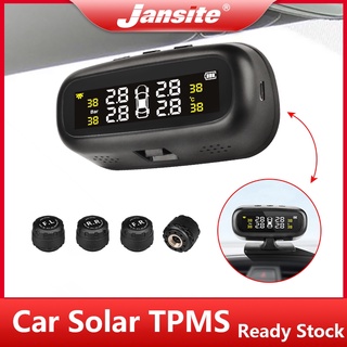 【Hot Stock】Jansite Solar Tyre Pressure Monitoring System TPMS Tire Air Pressure Tester Gauge Universal Wireless +4 Exte