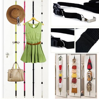 Fashion Adjustable Over Door Straps Hanger Hat Bag Coat Clothes Rack Organizer (1)